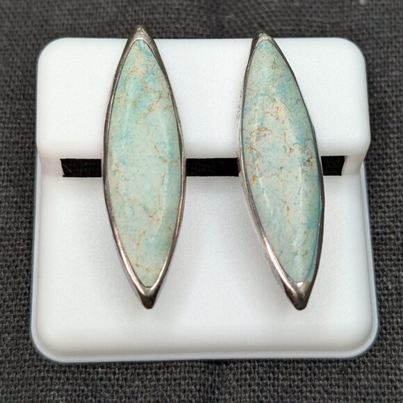 Jewelry - Elegant Silver and Blue Marquise Earrings